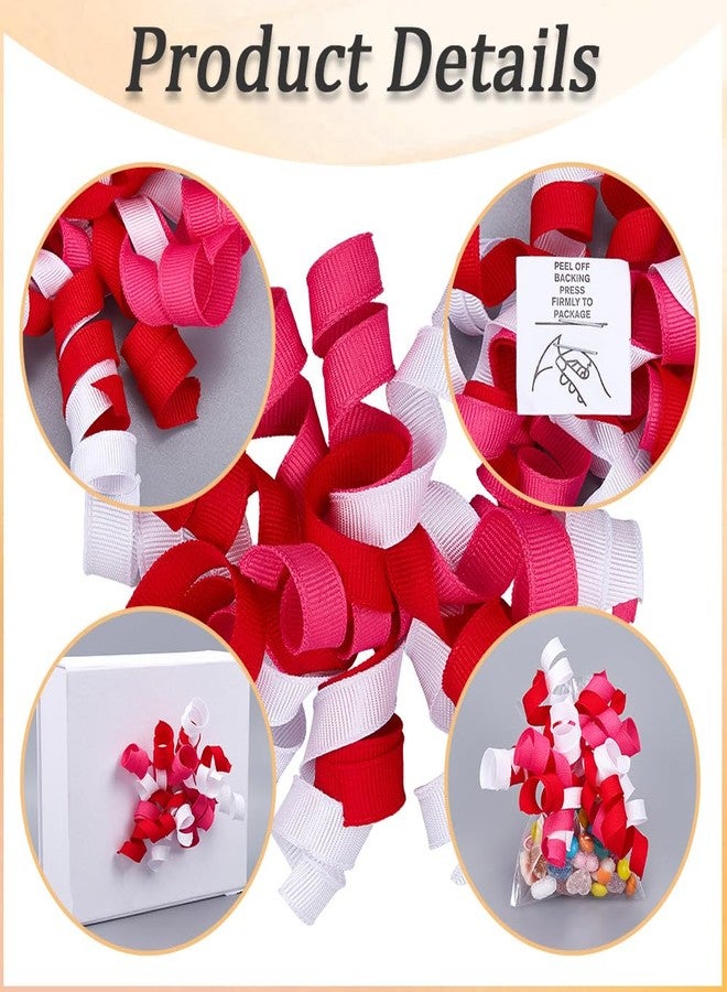 SOFPLATE 1 Box 8 Counts Gift Wrap Bows Valentines Day Curly Bows Decor Red Pink White Self Adhesive Grosgrain Ribbon Bows for Gift Wrapping Treat Bags Gifts Bag Birthday Party Decorations 6 x 4 Inch - Image 4